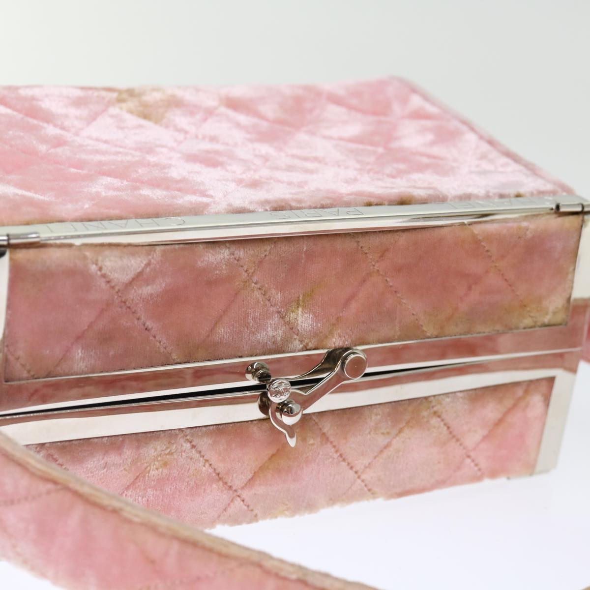 CHANEL Matelasse Hand Bag Velor Pink CC 71634A