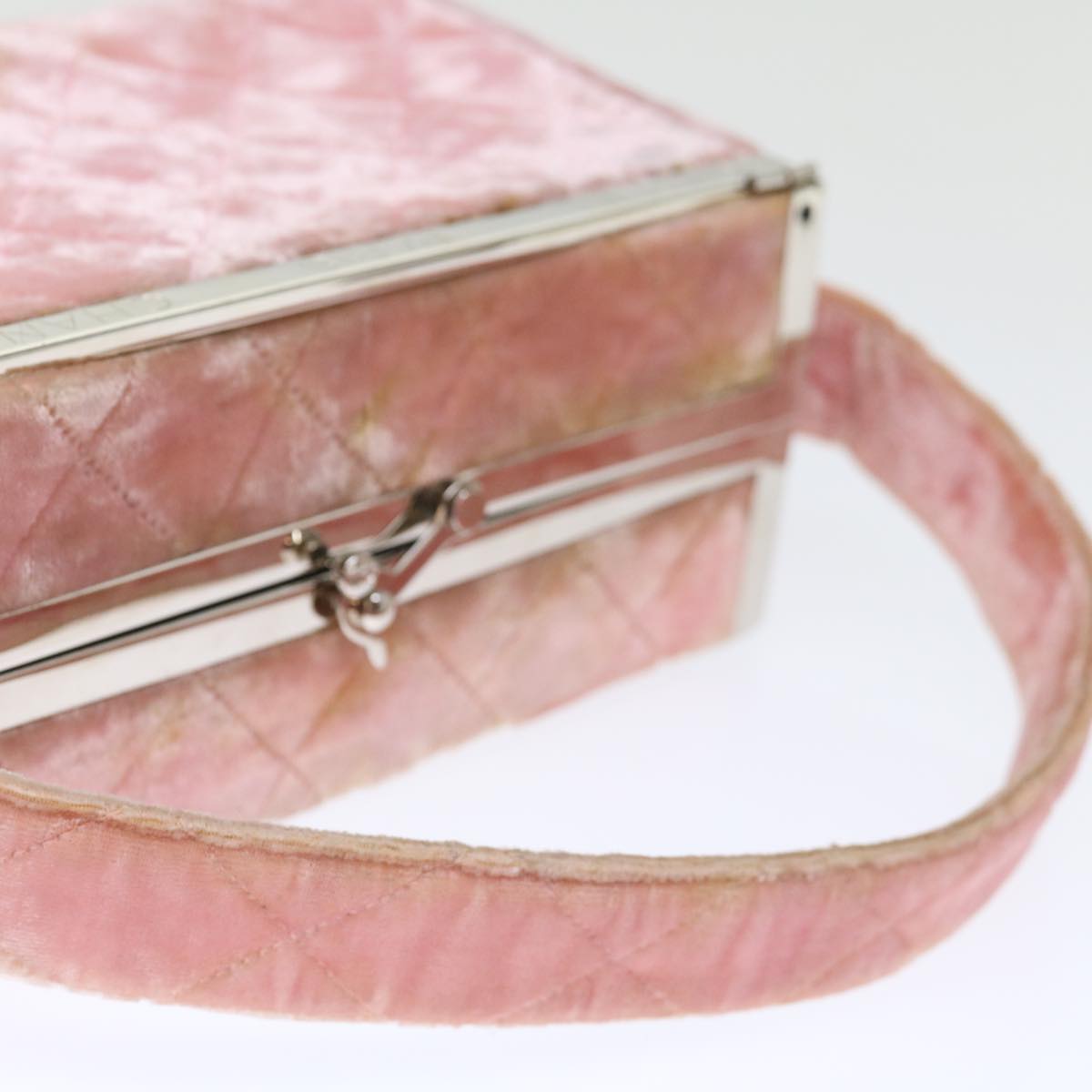CHANEL Matelasse Hand Bag Velor Pink CC 71634A