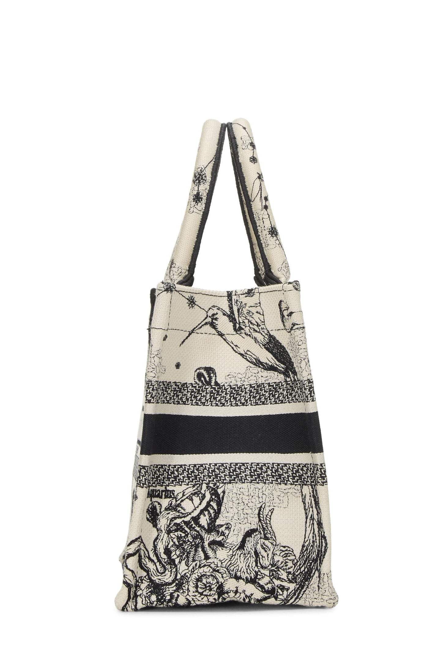Dior, Black & White Zodiac Embroidered Canvas Book Tote Small, White