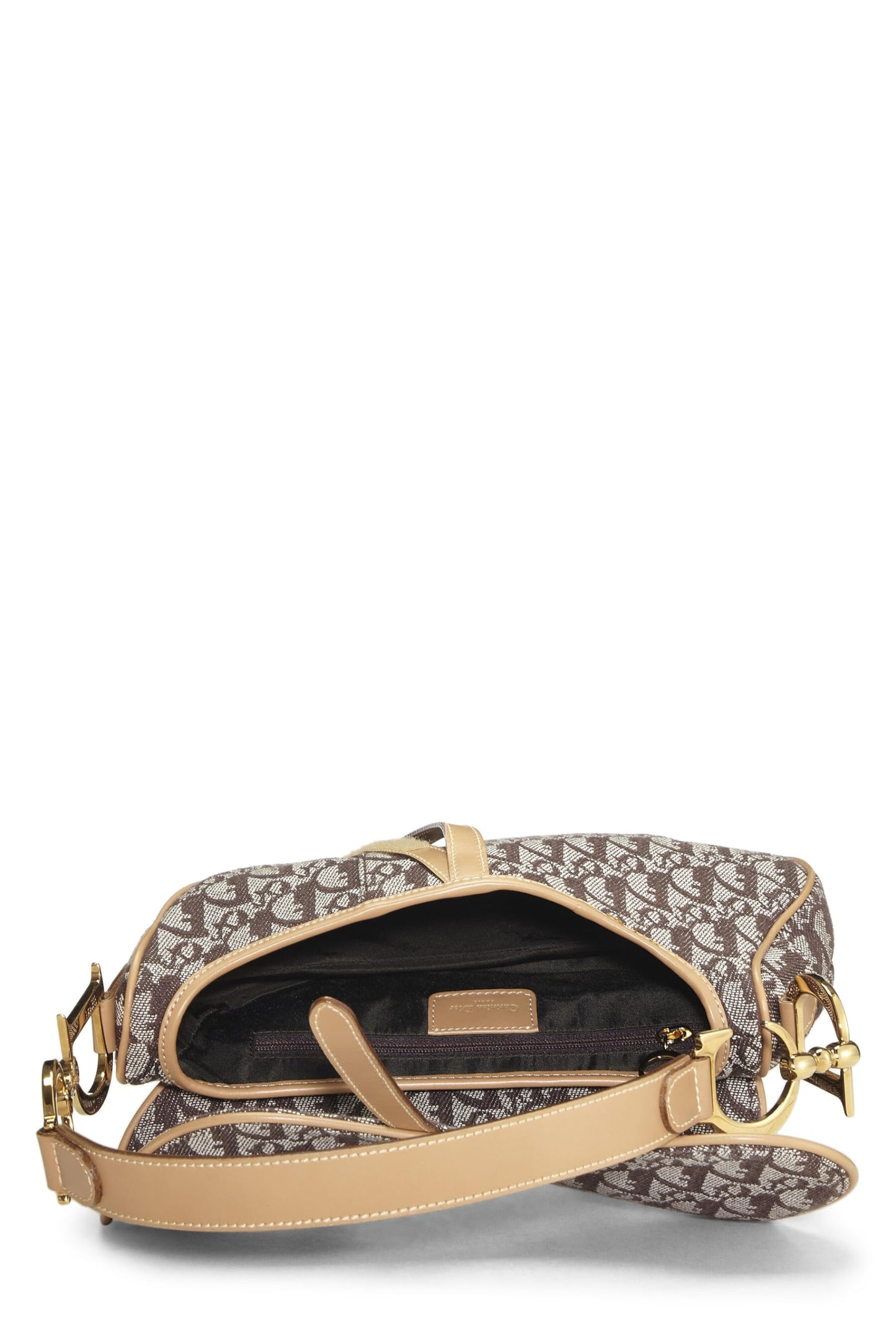 Dior, Brown Trotter Canvas Saddle Bag, Beige
