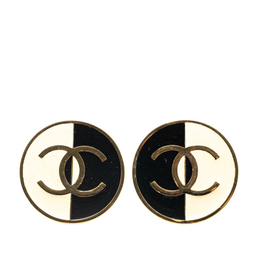 Gold Chanel Gold Plated CC Clip on Earrings