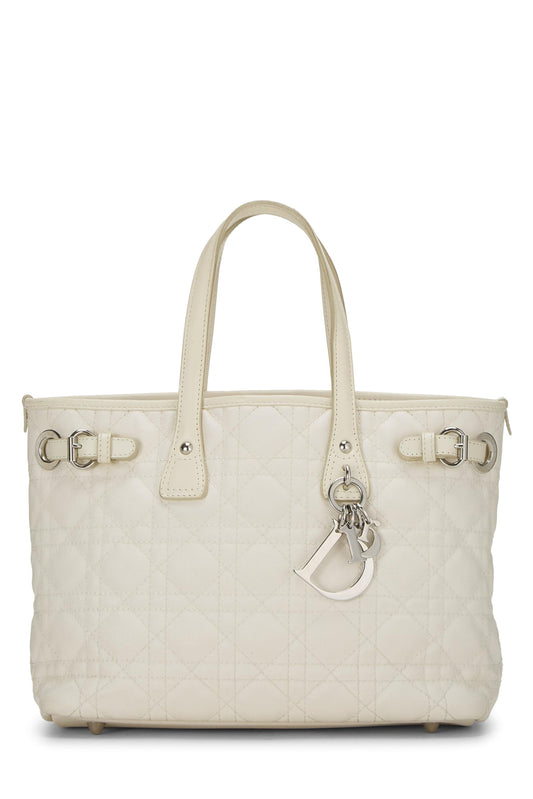 Dior, White Cannage Coated Canvas Panarea Tote Small, White