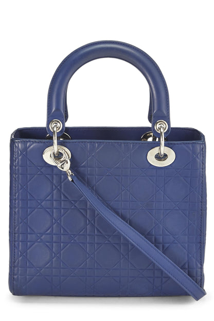 Dior, Matte Blue Cannage Calfskin Lady Dior Medium, Blue