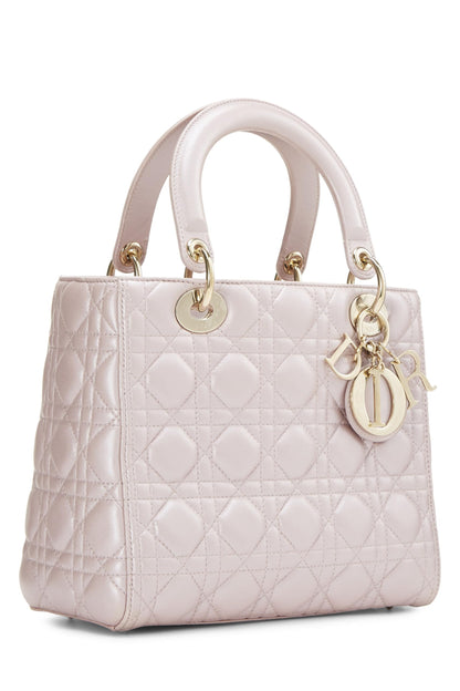 Dior, Pearly Pink Cannage Quilted Lambskin Lady Dior Medium, Pink