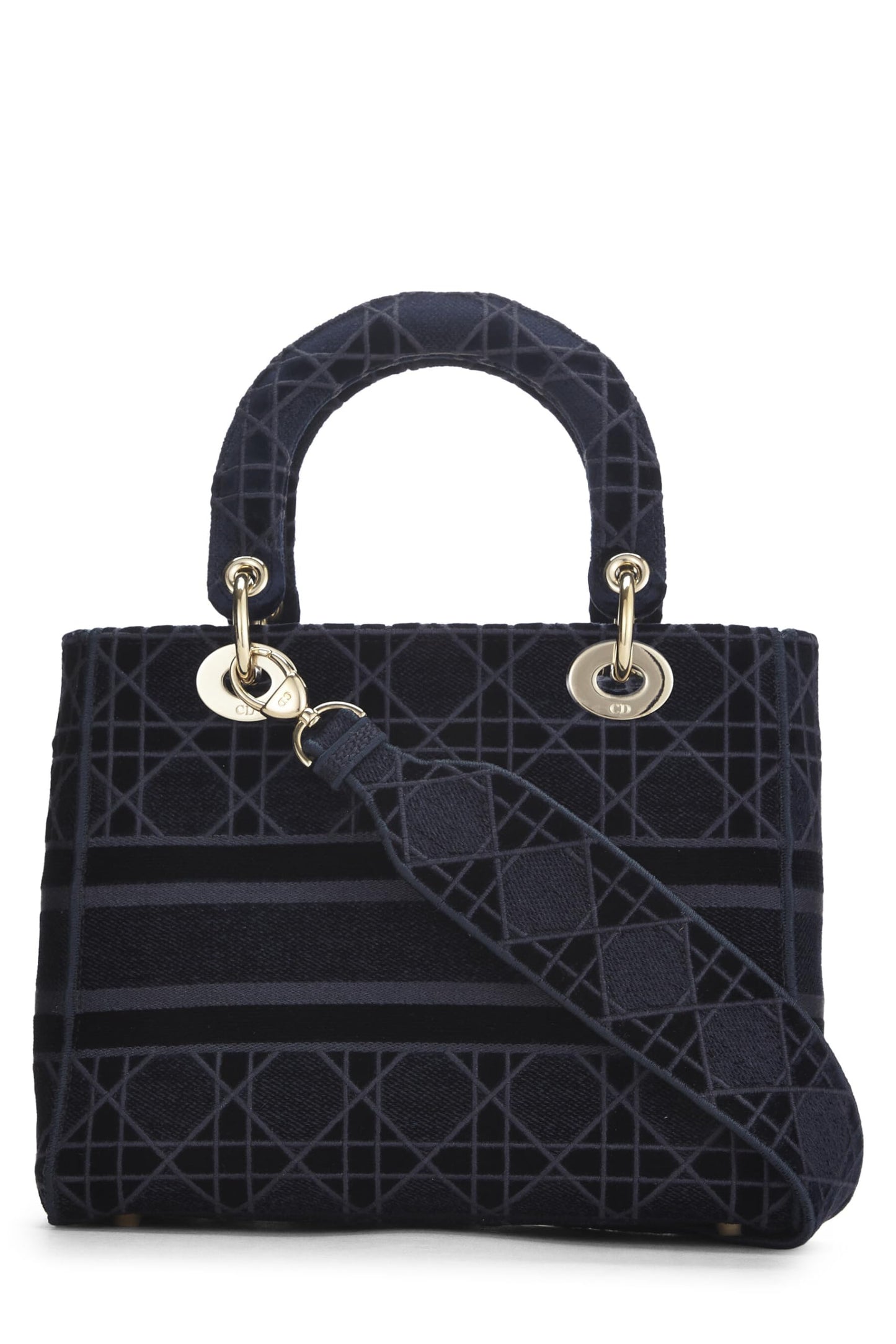 Dior, Blue Velvet Cannage Lady D-Lite Medium, Blue