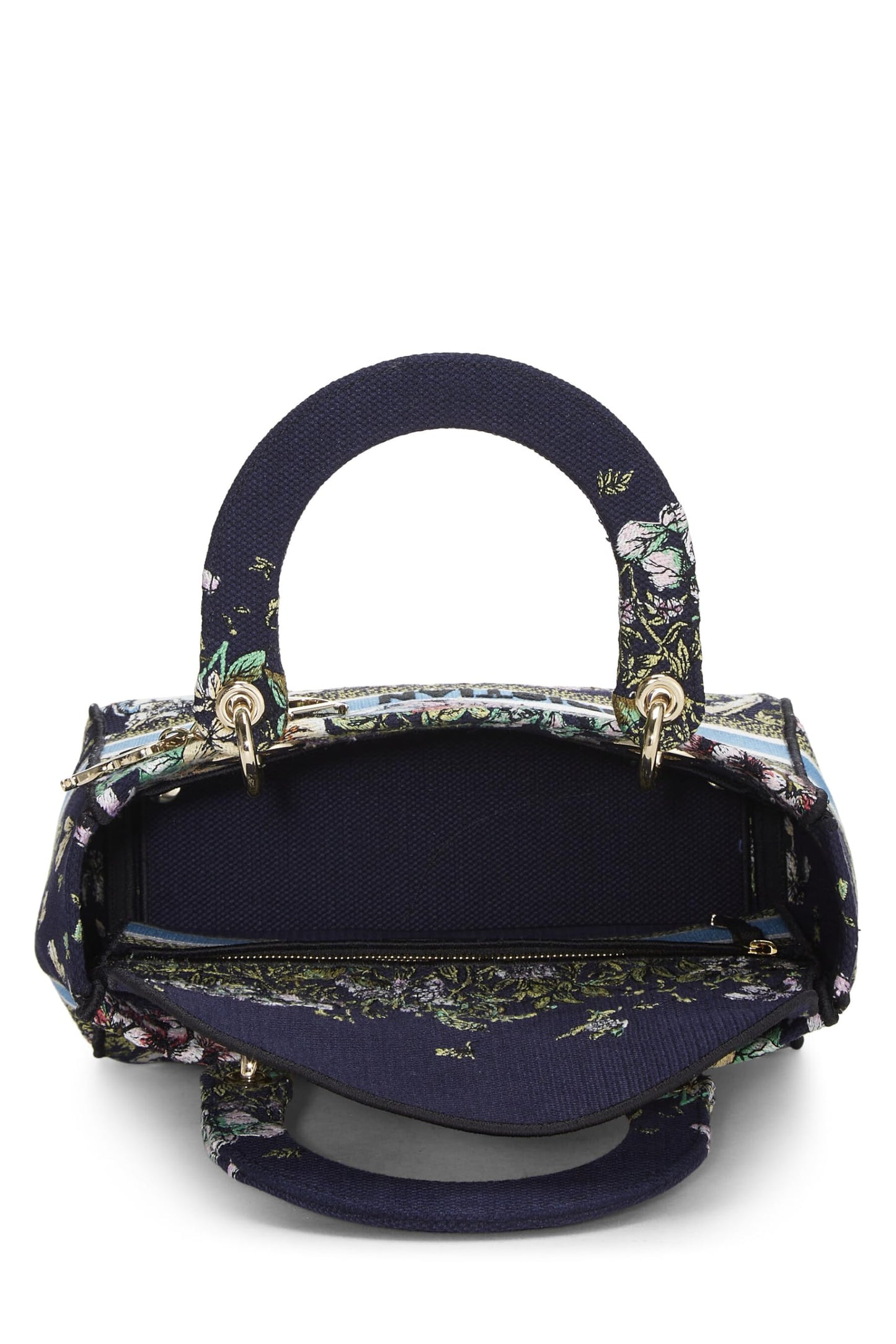 Dior, Navy Embroidered Canvas Lady D-Lite Medium, Multi