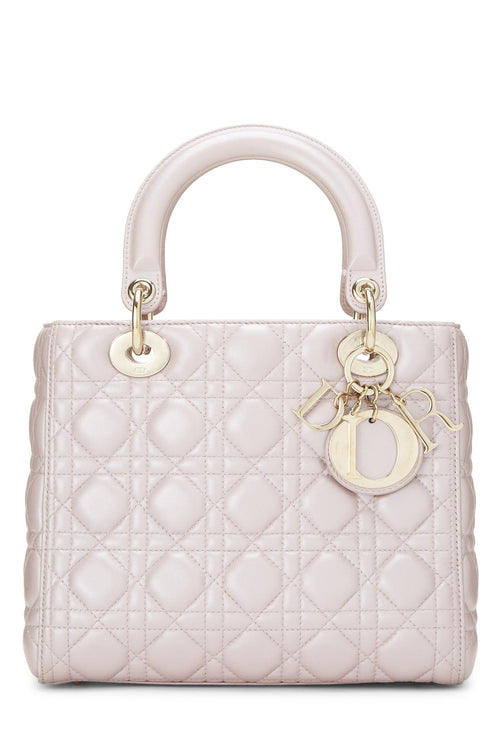Dior, Pearly Pink Cannage Quilted Lambskin Lady Dior Medium, Pink