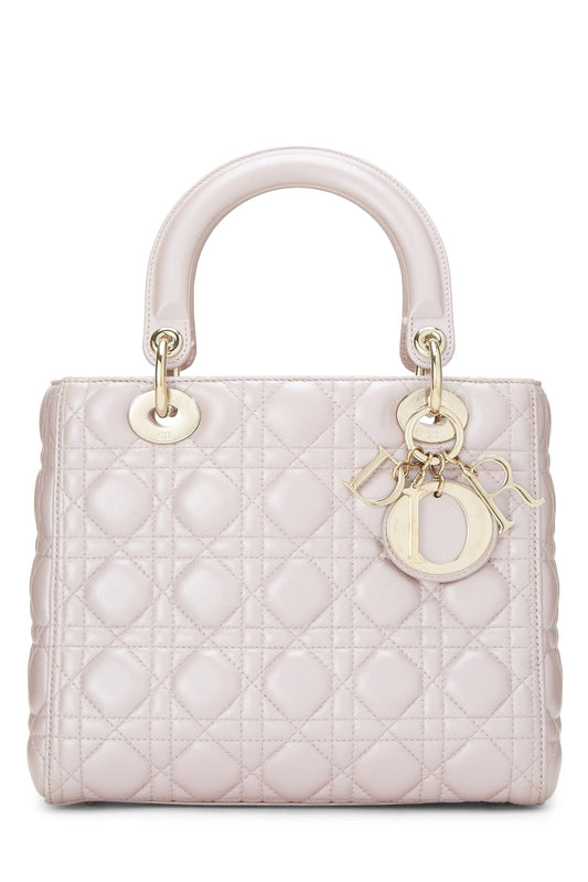 Dior, Pearly Pink Cannage Quilted Lambskin Lady Dior Medium, Pink