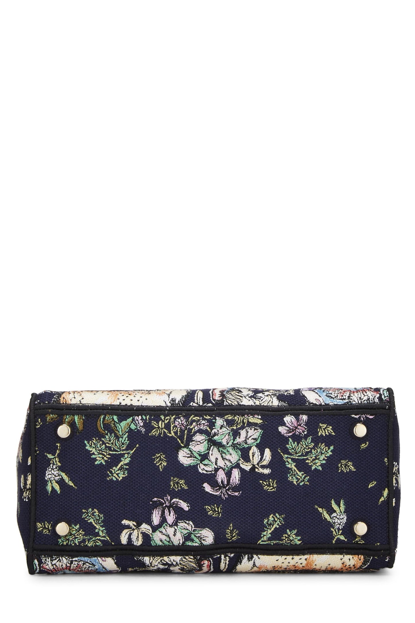 Dior, Navy Embroidered Canvas Lady D-Lite Medium, Multi