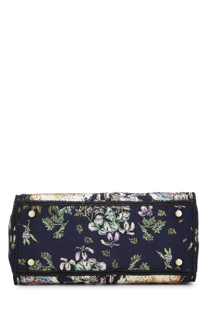Dior, Navy Embroidered Canvas Lady D-Lite Medium, Multi