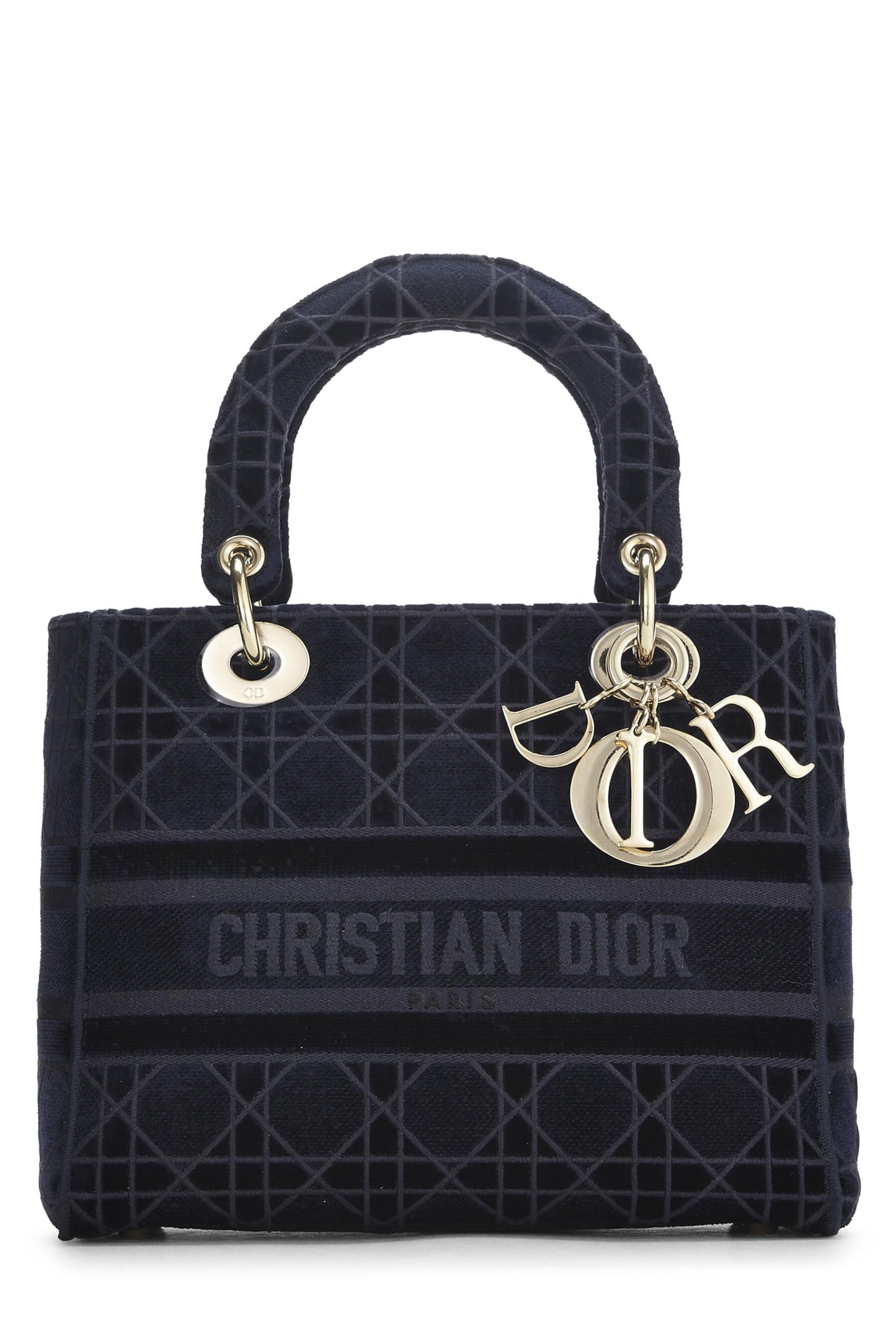 Dior, Blue Velvet Cannage Lady D-Lite Medium, Blue