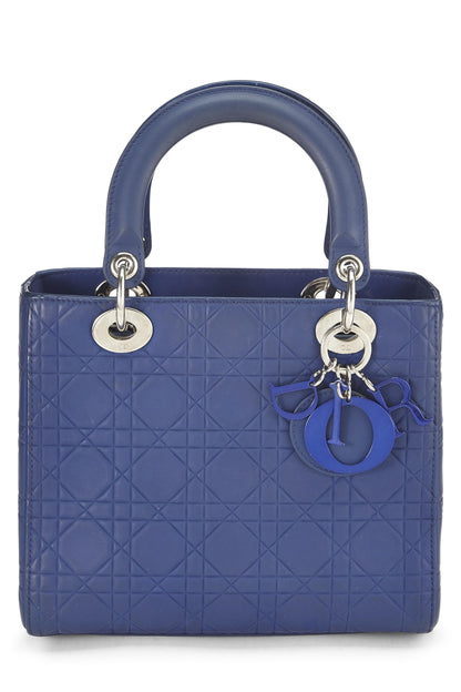 Dior, Matte Blue Cannage Calfskin Lady Dior Medium, Blue