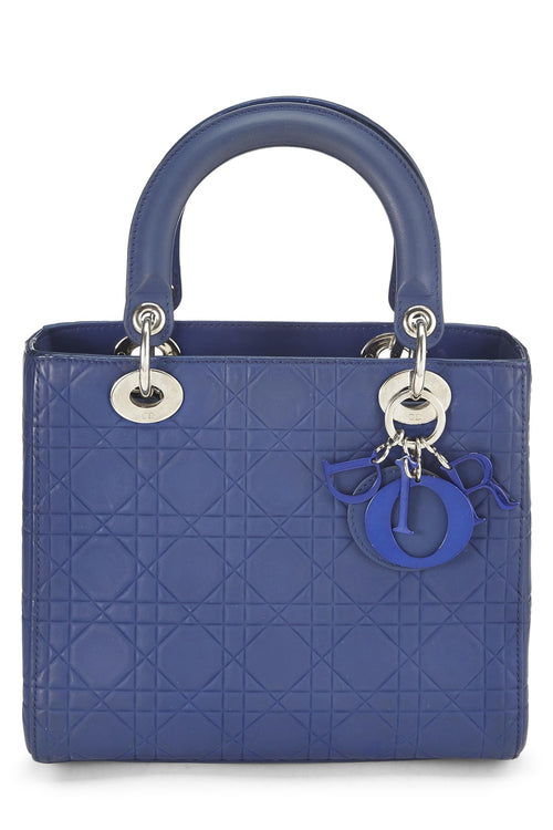 Dior, Matte Blue Cannage Calfskin Lady Dior Medium, Blue