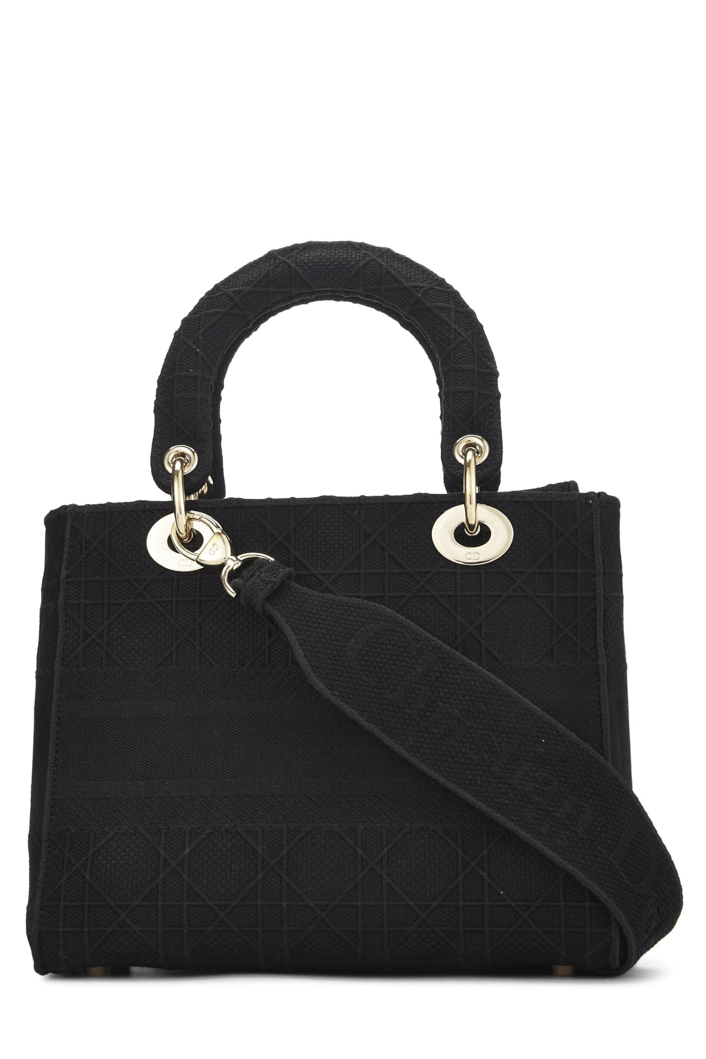 Dior, Black Cannage Canvas Lady D-Lite Medium, Black