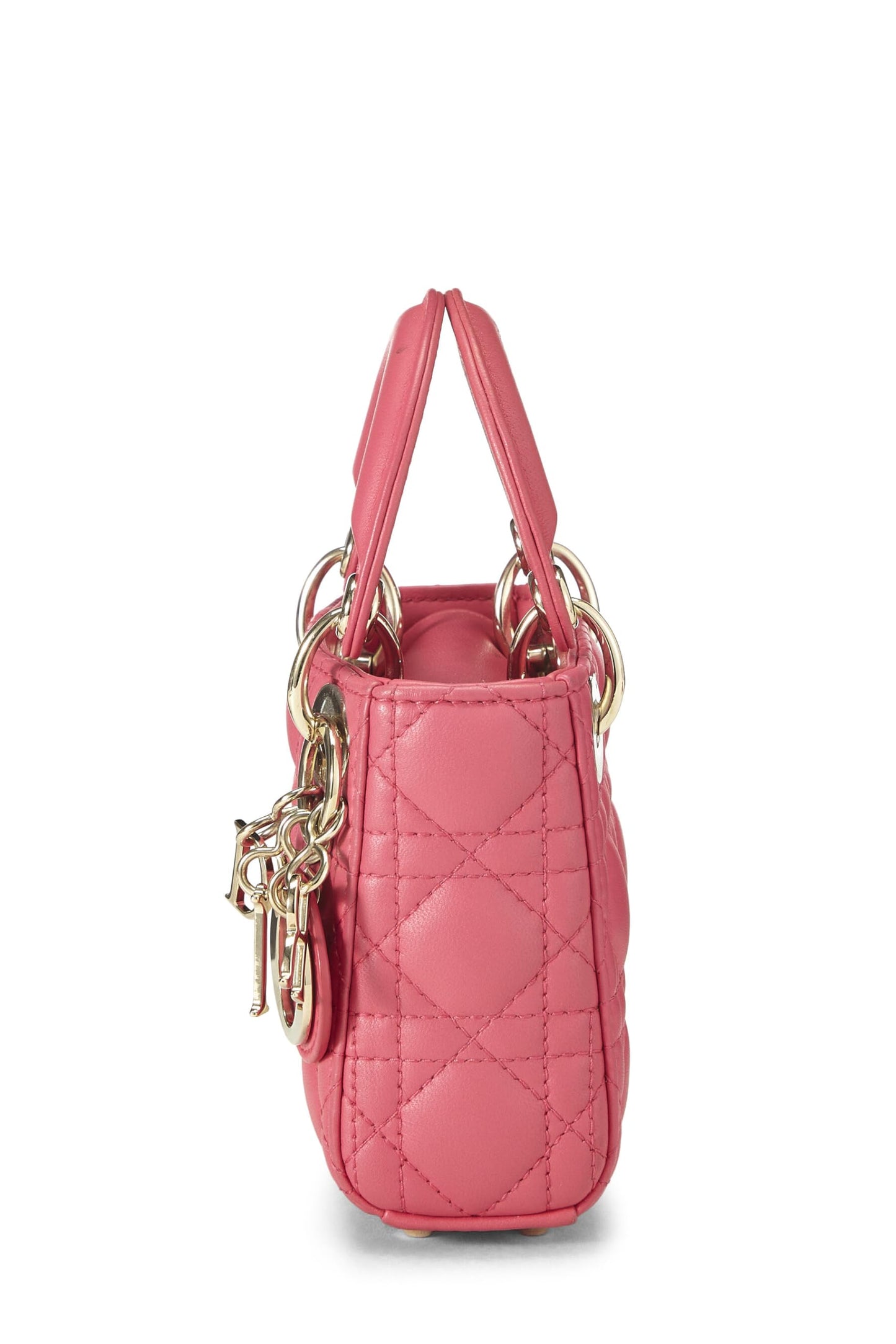 Dior, Pink Lambskin Leather Lady Dior Micro, Pink