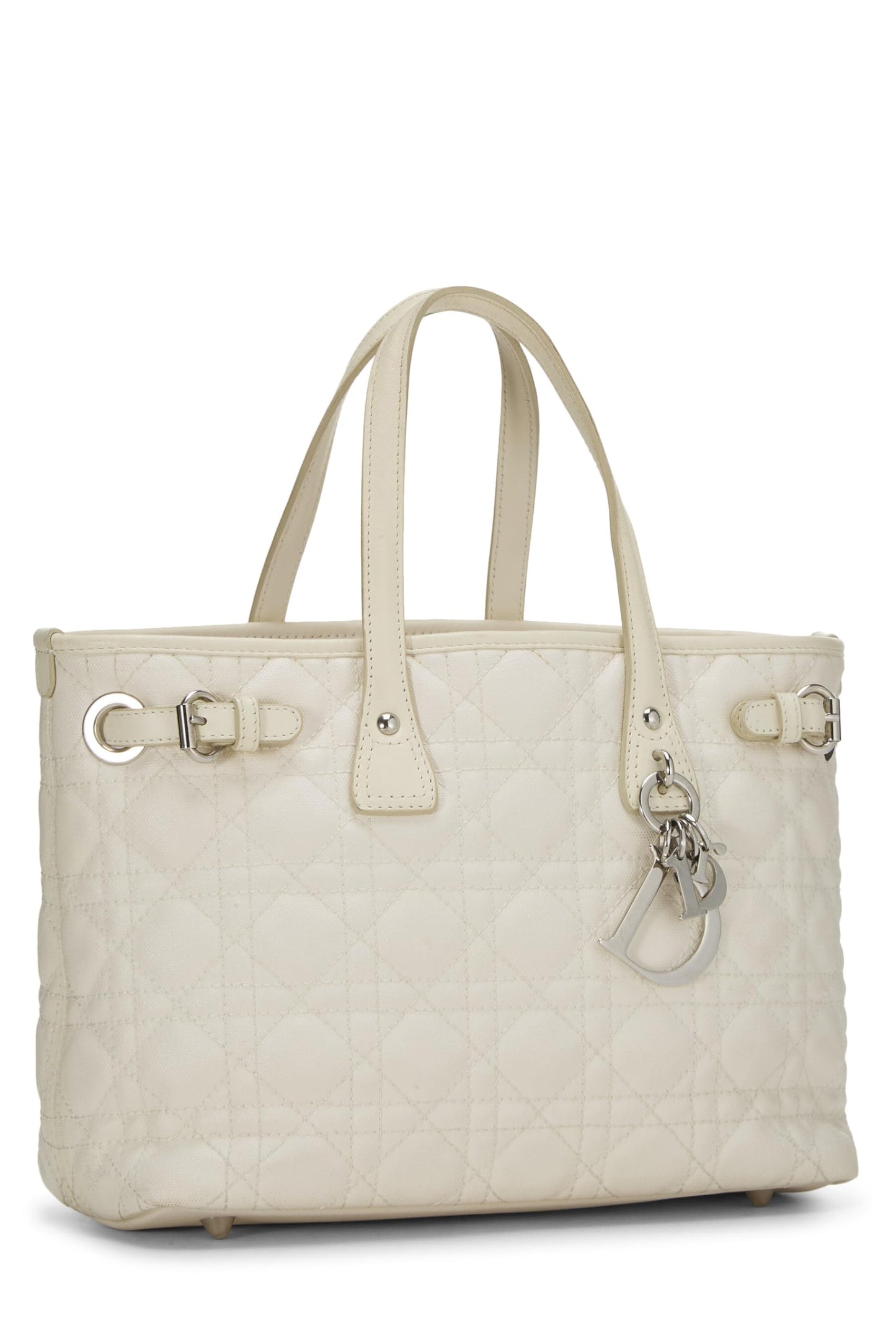 Dior, White Cannage Coated Canvas Panarea Tote Small, White