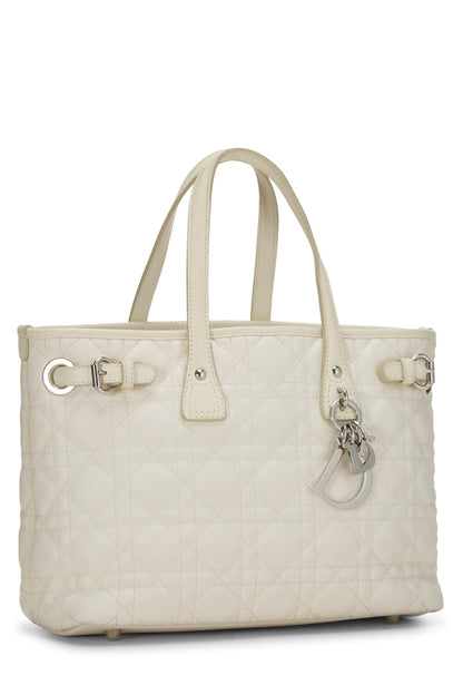 Dior, White Cannage Coated Canvas Panarea Tote Small, White