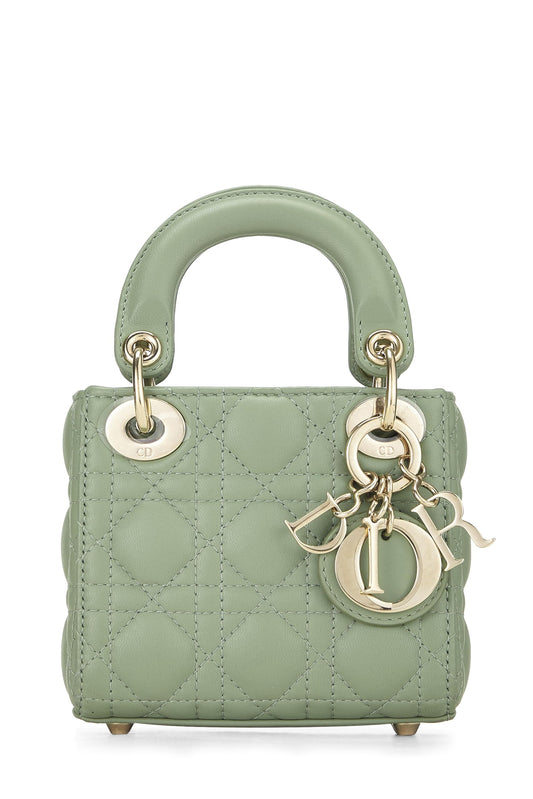 Dior, Green Lambskin Leather Lady Dior Micro, Green