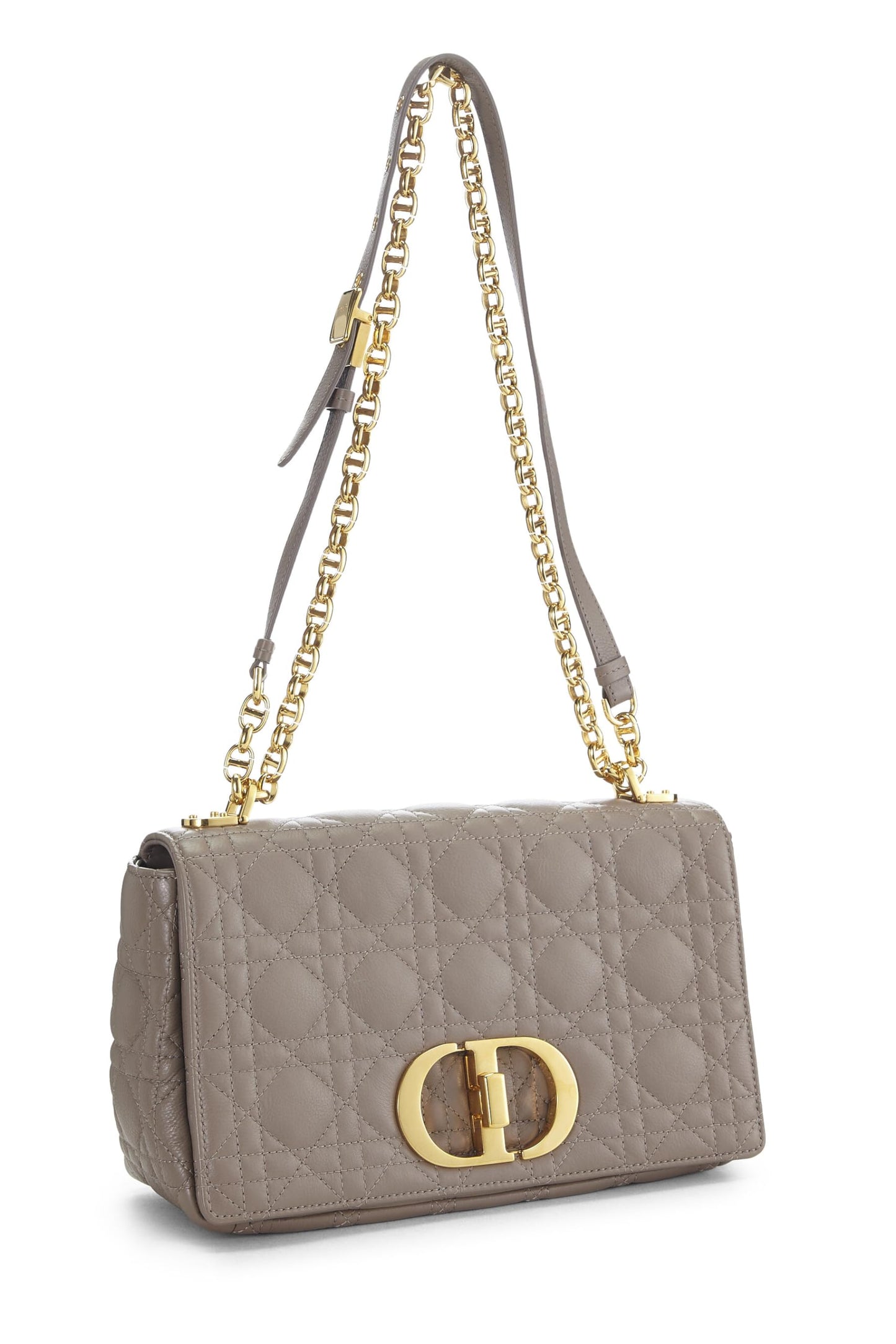 Dior, Beige Cannage Calfskin Caro Bag Medium, Grey
