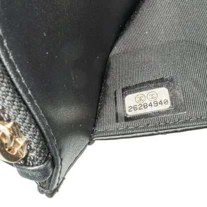 Black Chanel Chevron Lambskin Button Wallet On Chain Crossbody Bag