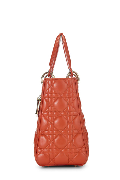 Dior, Orange Cannage Quilted Lambskin Lady Dior Medium, Orange