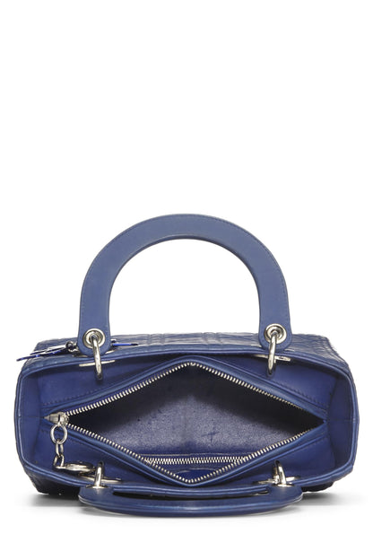 Dior, Matte Blue Cannage Calfskin Lady Dior Medium, Blue