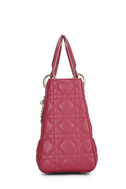 Dior, Pink Cannage Quilted Lambskin Lady Dior Medium, Pink