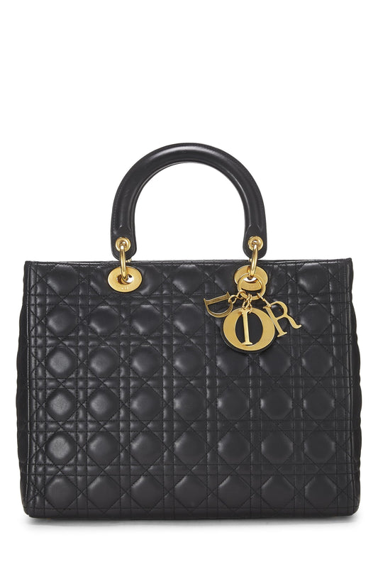 Dior, Black Cannage Leather Lady Dior Large, Black