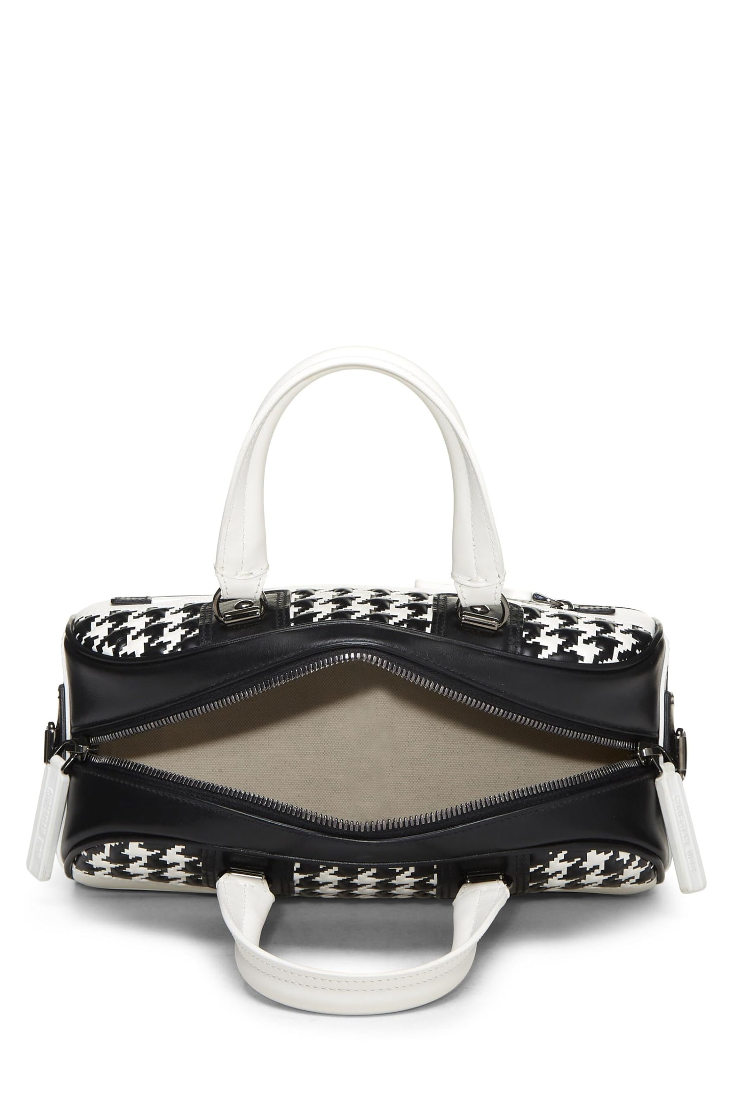 Dior, White & Black Leather Vibe Bowling Bag Small, White