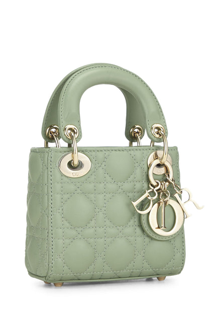 Dior, Green Lambskin Leather Lady Dior Micro, Green