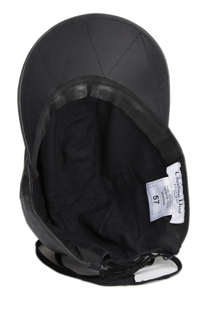 Dior, Black Leather Lace-up Cap, Black