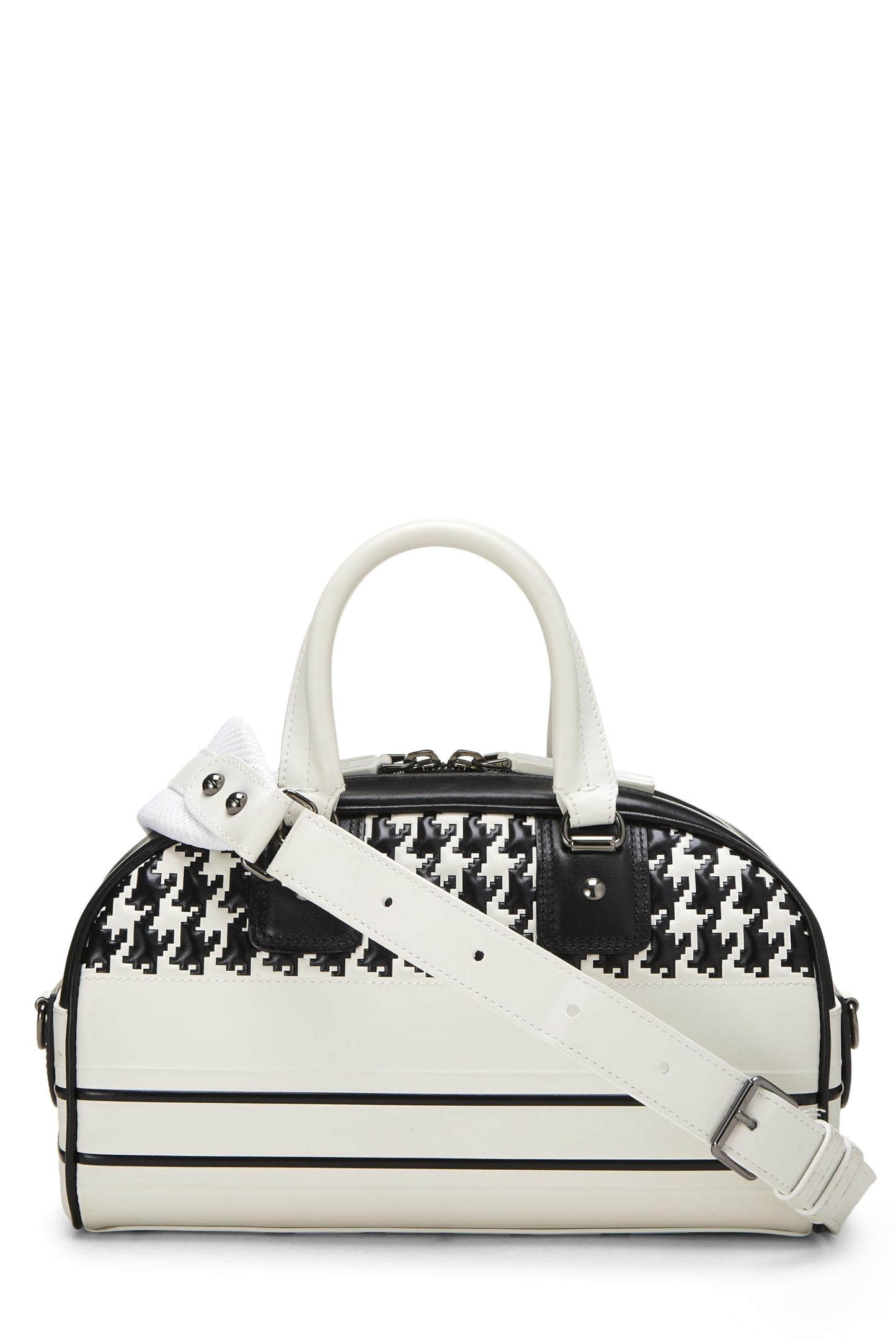 Dior, White & Black Leather Vibe Bowling Bag Small, White