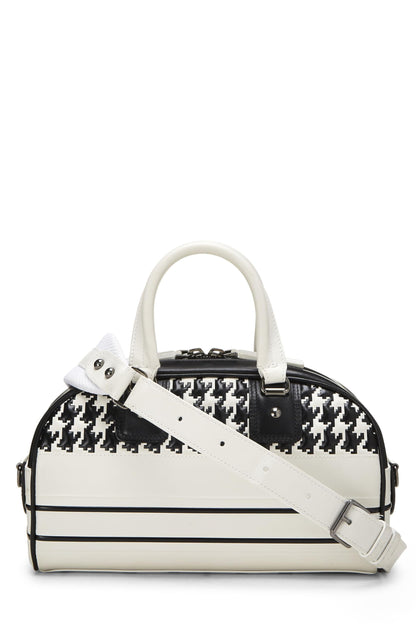 Dior, White & Black Leather Vibe Bowling Bag Small, White
