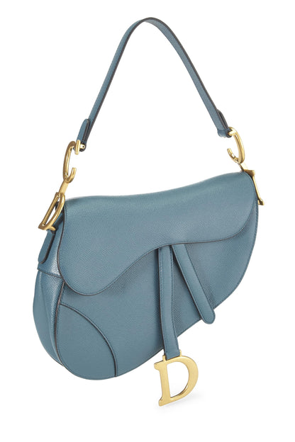 Dior, Blue Grained Calfskin Saddle Bag, Blue
