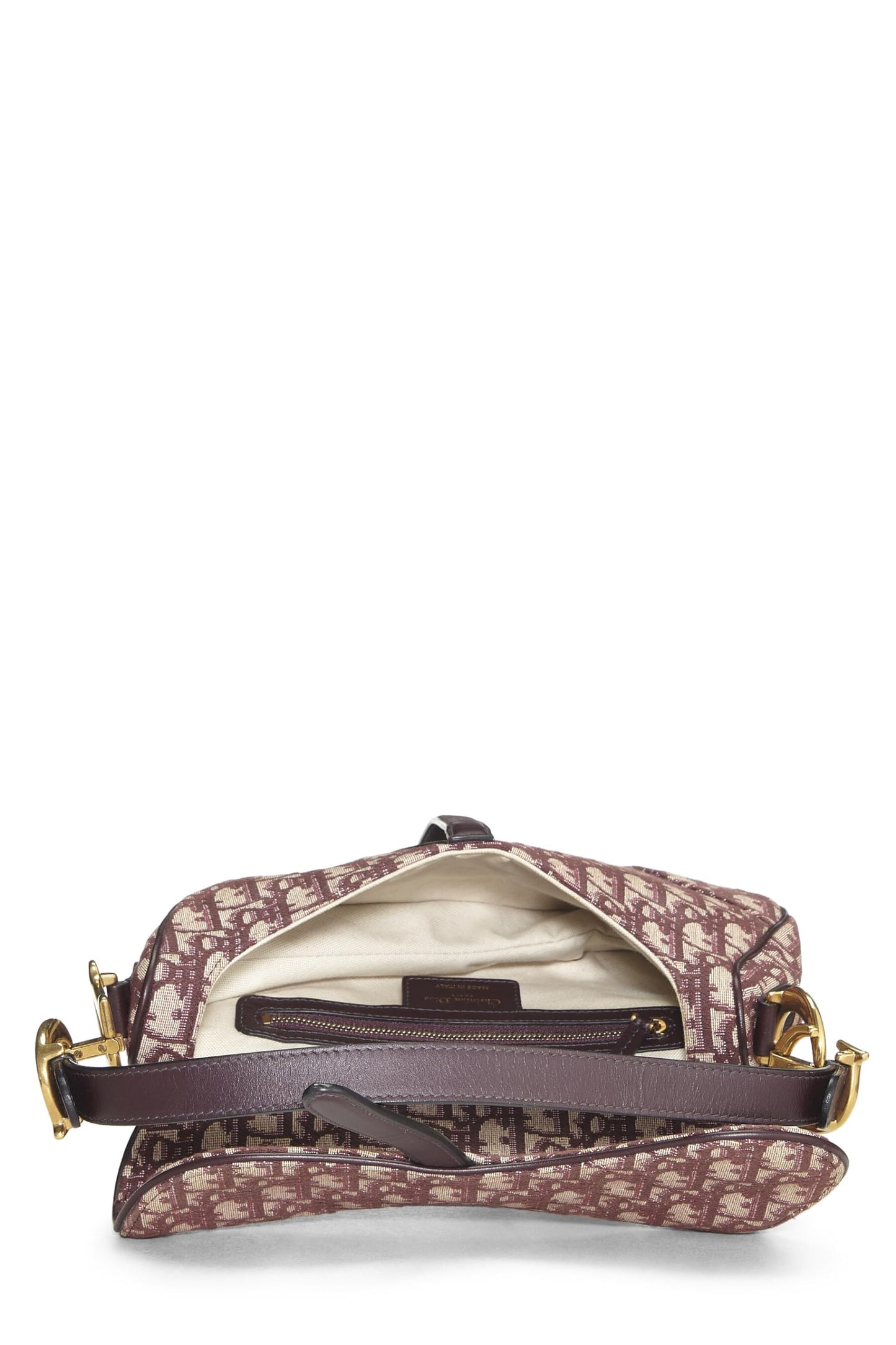 Dior, Burgundy Oblique Jacquard Canvas Saddle Bag NM, Burgundy