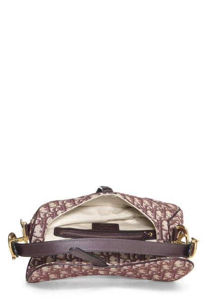 Dior, Burgundy Oblique Jacquard Canvas Saddle Bag NM, Burgundy