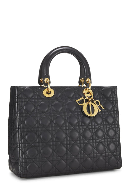 Dior, Black Cannage Leather Lady Dior Large, Black