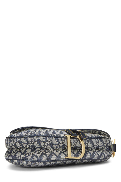 Dior, Navy Trotter Canvas Saddle Bag Mini, Navy