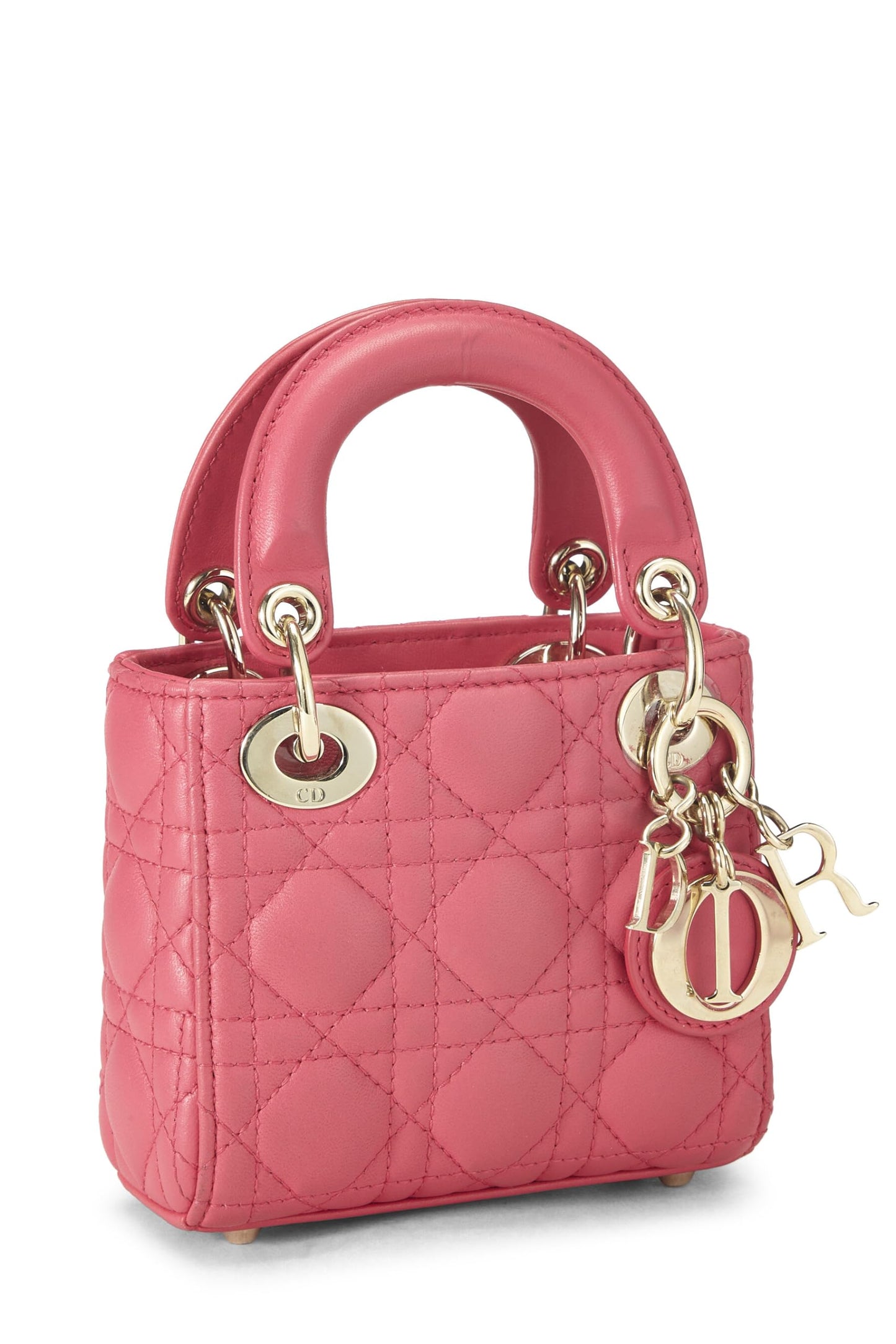 Dior, Pink Lambskin Leather Lady Dior Micro, Pink