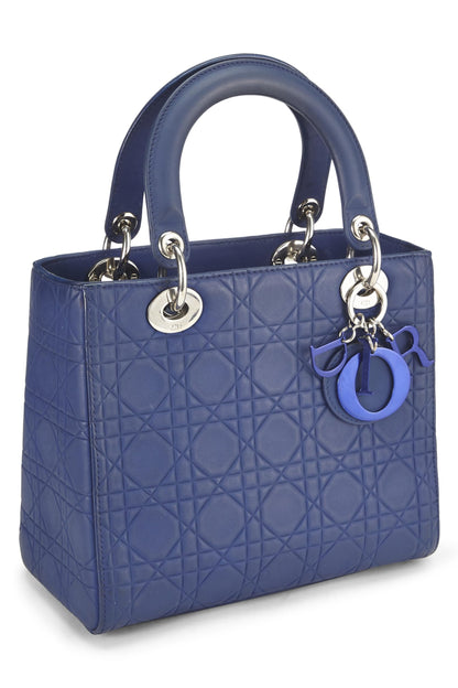Dior, Matte Blue Cannage Calfskin Lady Dior Medium, Blue