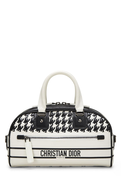 Dior, White & Black Leather Vibe Bowling Bag Small, White