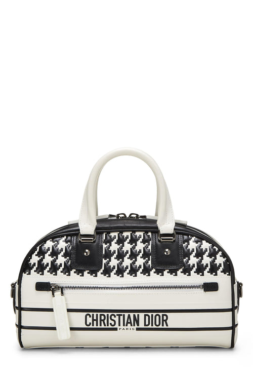 Dior, White & Black Leather Vibe Bowling Bag Small, White