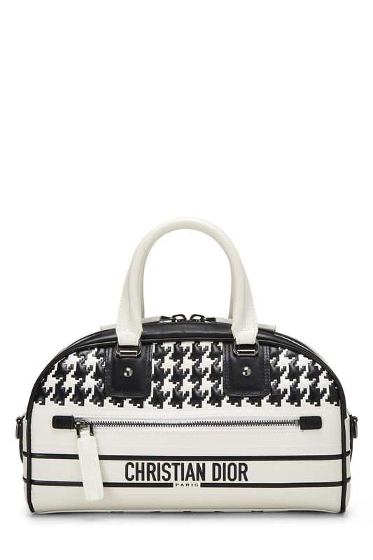 Dior, White & Black Leather Vibe Bowling Bag Small, White