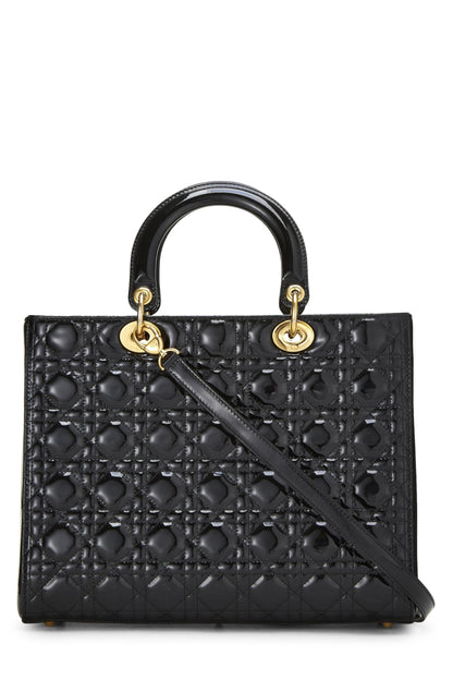 Dior, Black Cannage Patent Leather Lady Dior Large, Black