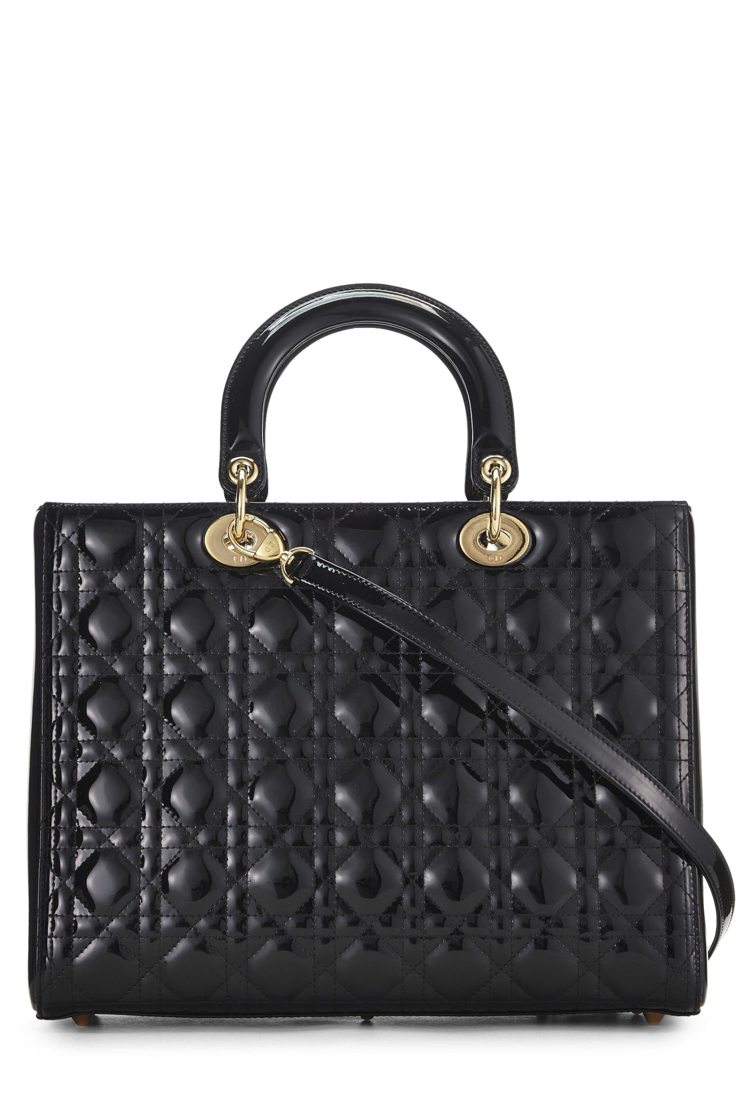 Dior, Black Cannage Patent Leather Lady Dior Large, Black