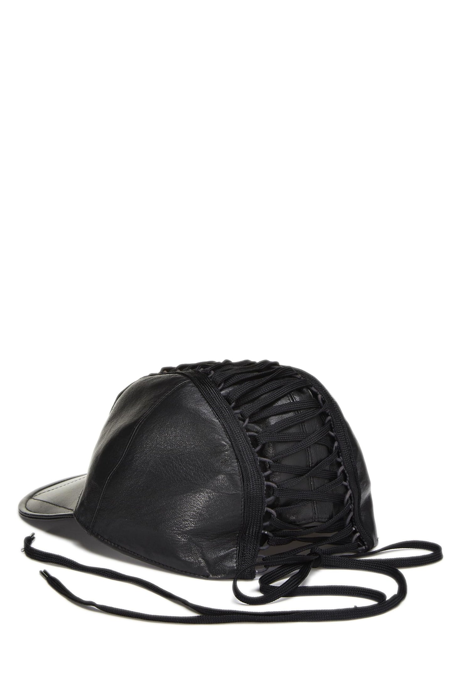 Dior, Black Leather Lace-up Cap, Black