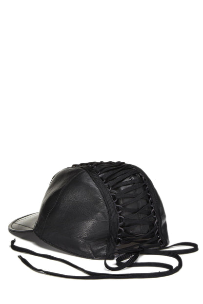 Dior, Black Leather Lace-up Cap, Black