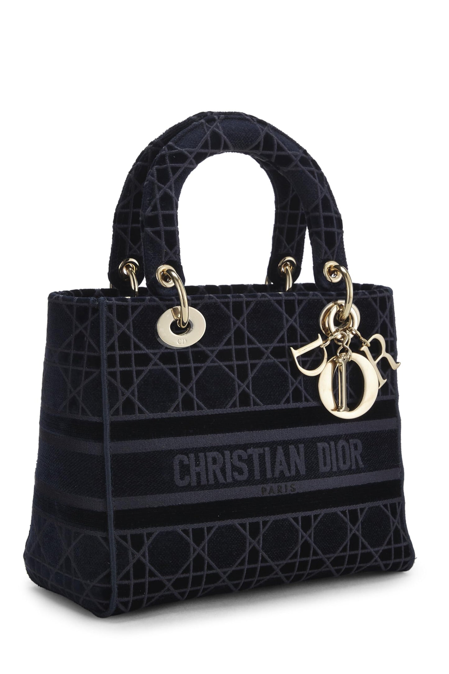 Dior, Blue Velvet Cannage Lady D-Lite Medium, Blue