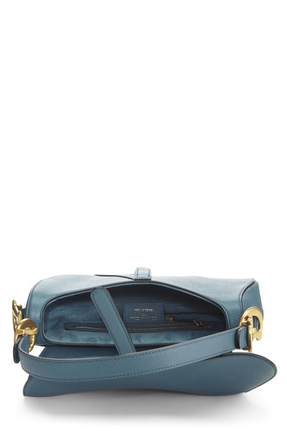 Dior, Blue Grained Calfskin Saddle Bag, Blue