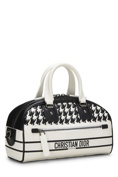 Dior, White & Black Leather Vibe Bowling Bag Small, White